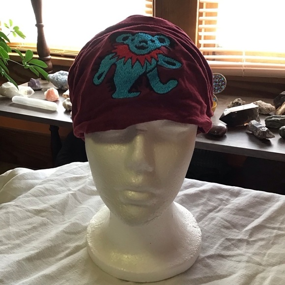 Grateful Dead Embroidered Dancing Bear Head Scarf - Picture 7 of 8
